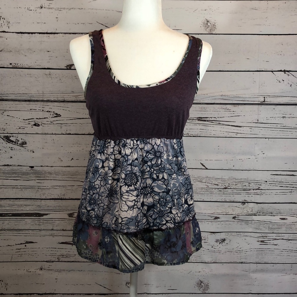 maurices Medium Purple & Floral Tank Top